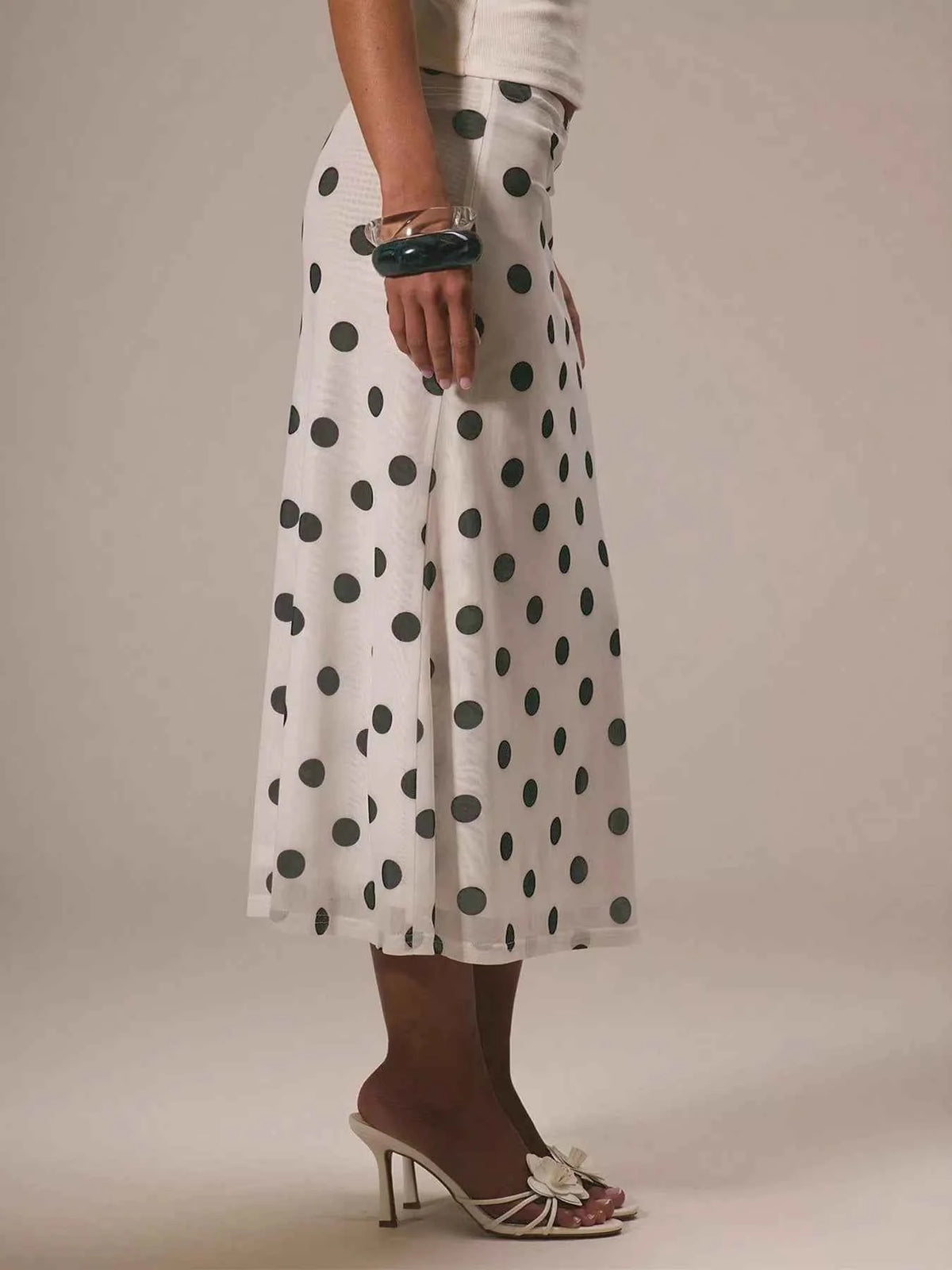 Chic & Versatile Polka Dot Midi Skirt for Effortless Style — view 2