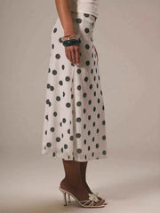 Chic & Versatile Polka Dot Midi Skirt for Effortless Style — view 2