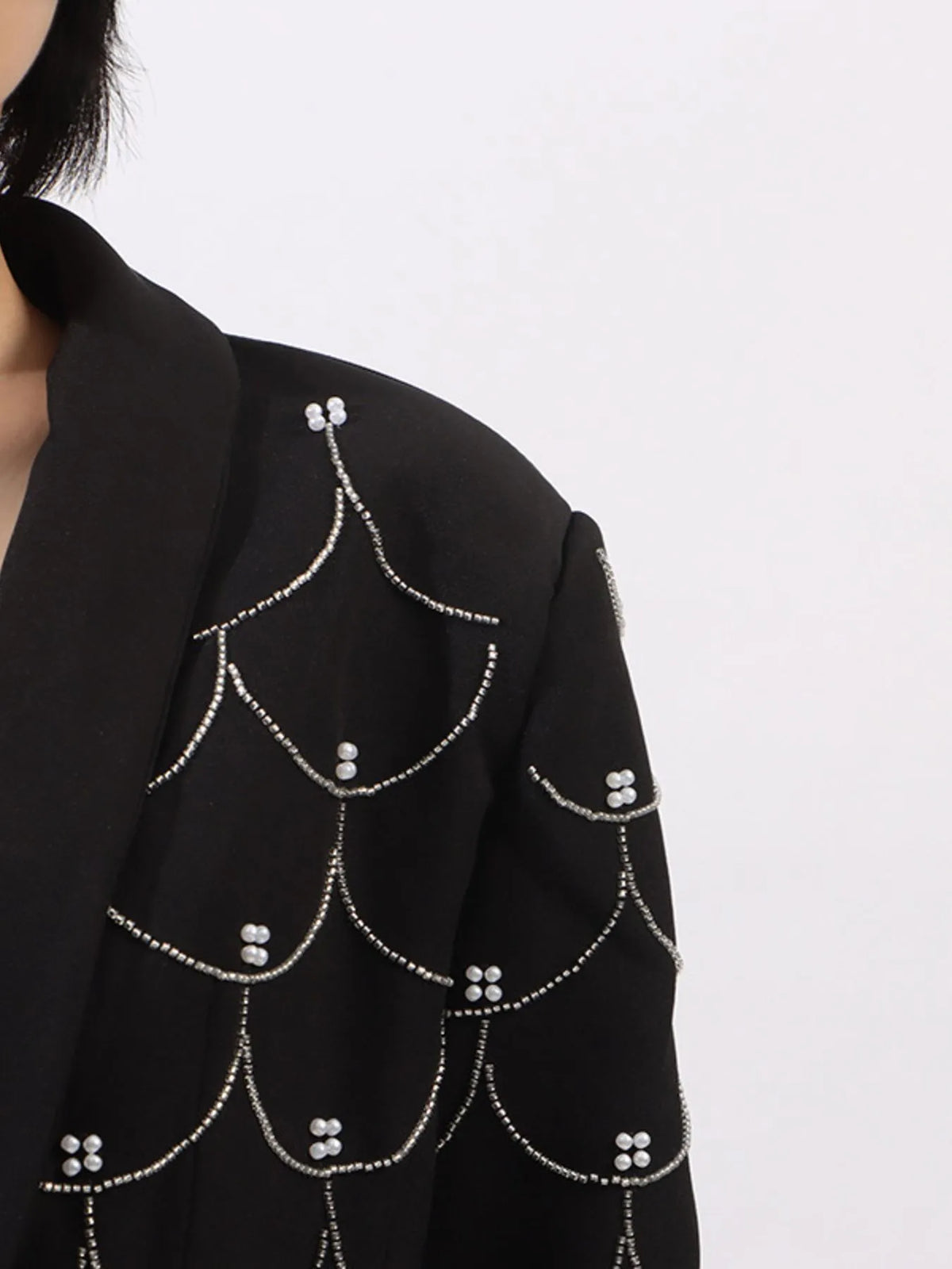 Pearl Detail Long Sleeve Blazer — view 9