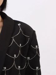 Pearl Detail Long Sleeve Blazer — view 9