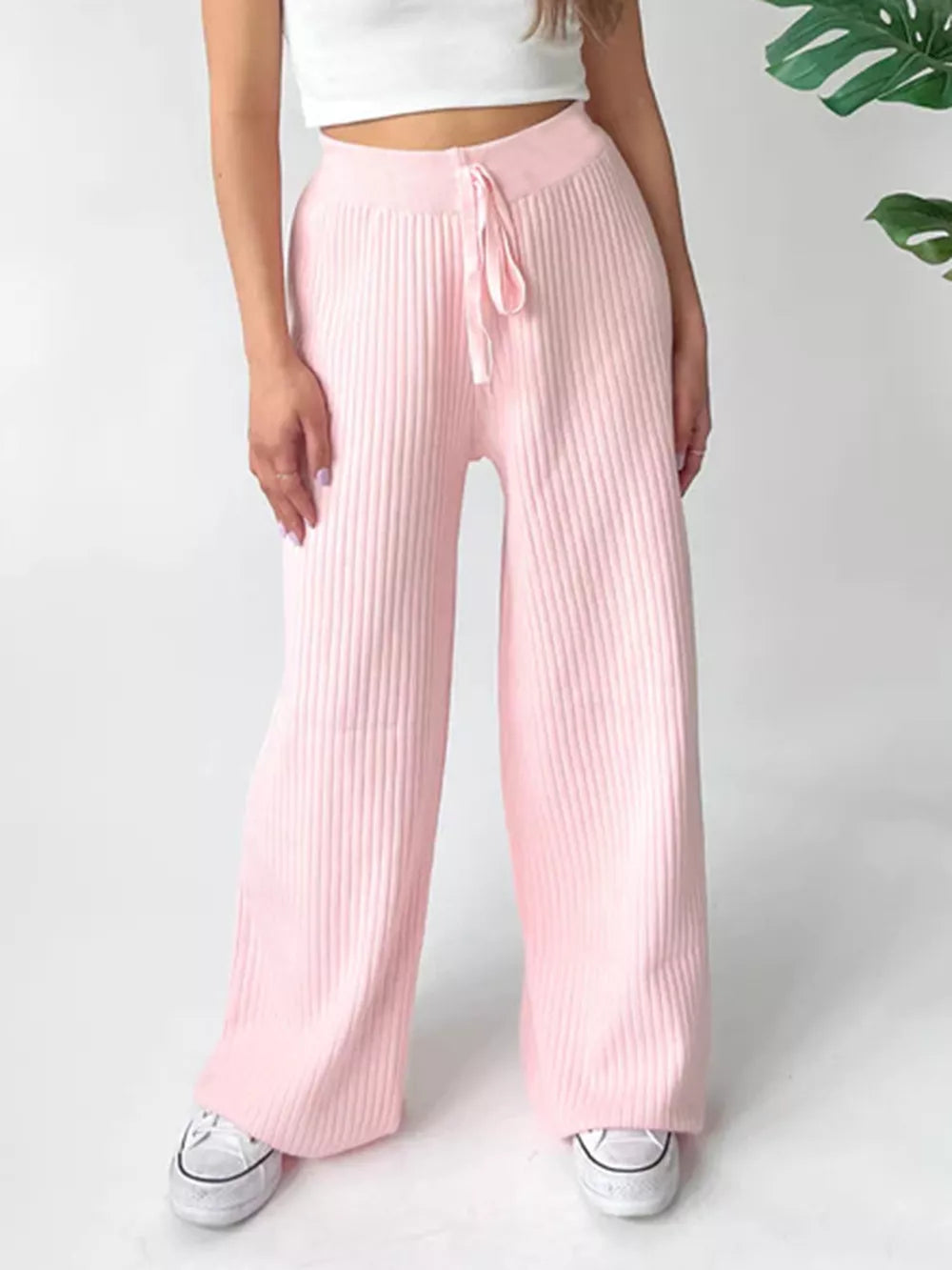 Ribbed Wide Leg Sweater Pants — view 9
