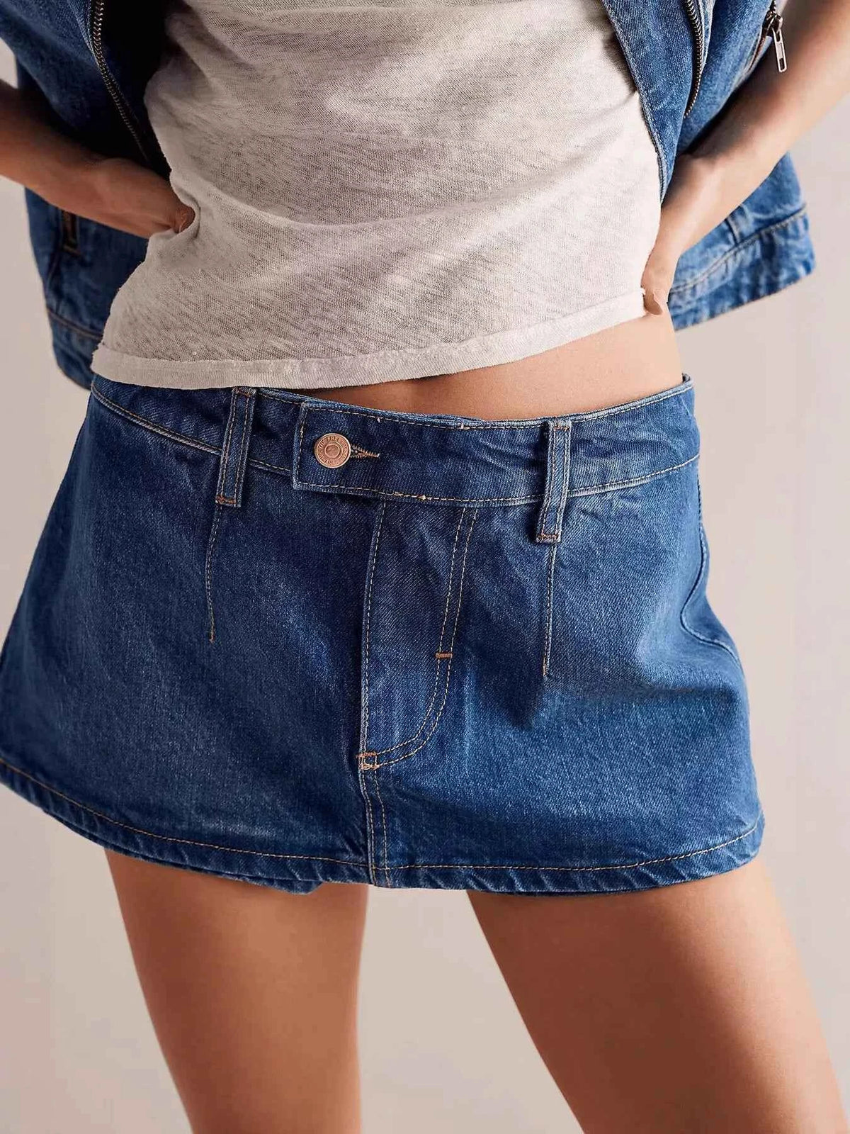 Classic Wash Denim Mini Skort - Effortless Style & Comfort