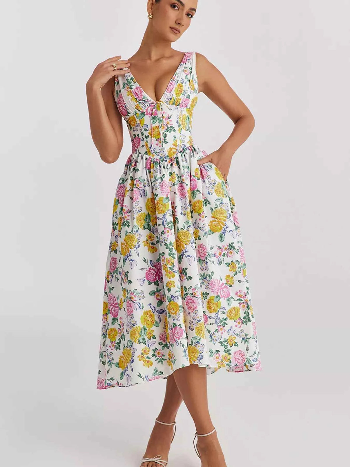 V-Neck Sleeveless Midi Dress — view 3