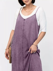 Casual Washed Denim Cami Maxi Dress — view 6