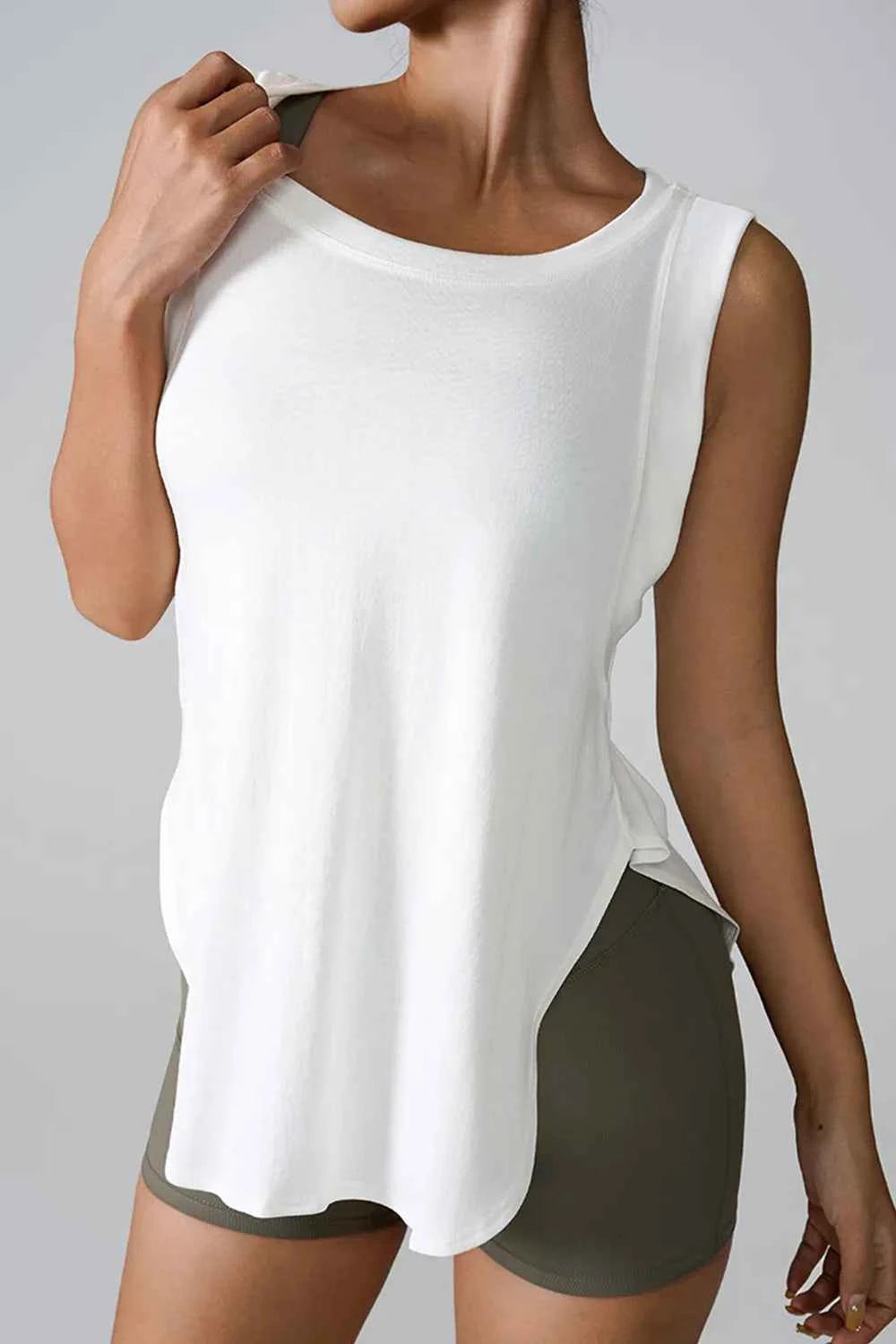 Slit Round Neck Active Tank - Ultimate Comfort & Style — view 3