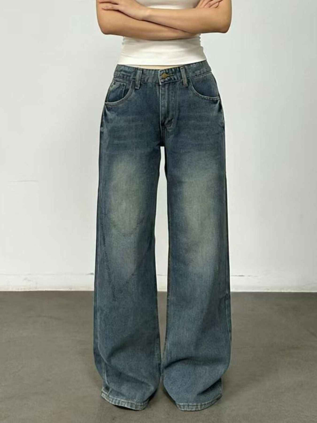 Vintage Wash Wide Leg Jeans: Timeless Style Meets Comfort — view 2