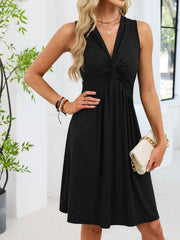 Sleeveless Twist Knot Front Casual Dress - Effortless Style & Comfort — view 27