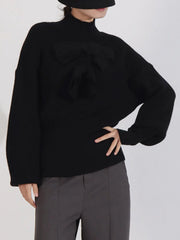 Bow Front Turtleneck Long Sleeve Sweater — view 9