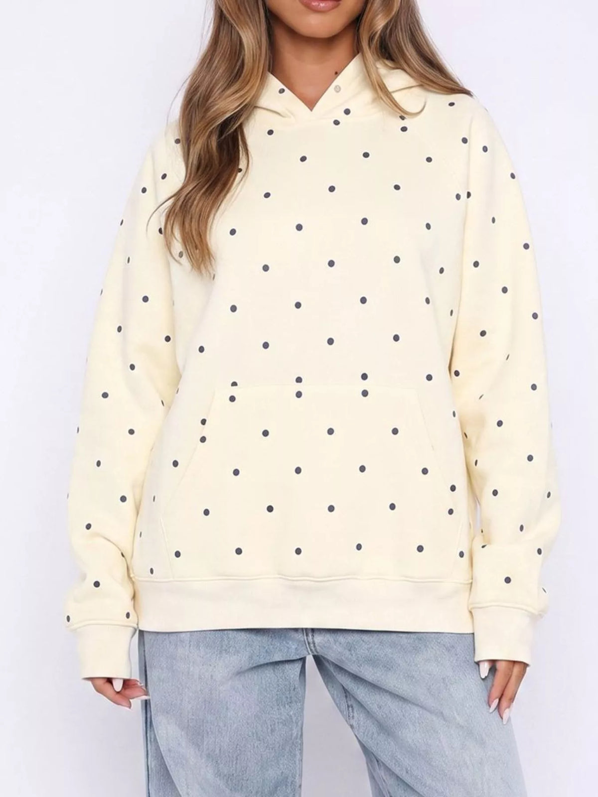 Polka Dot Raglan Sleeve Hoodie — view 6