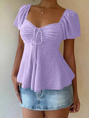 Sweetheart Neck Flutter Sleeve Top - Effortless Elegance Awaits — view 16