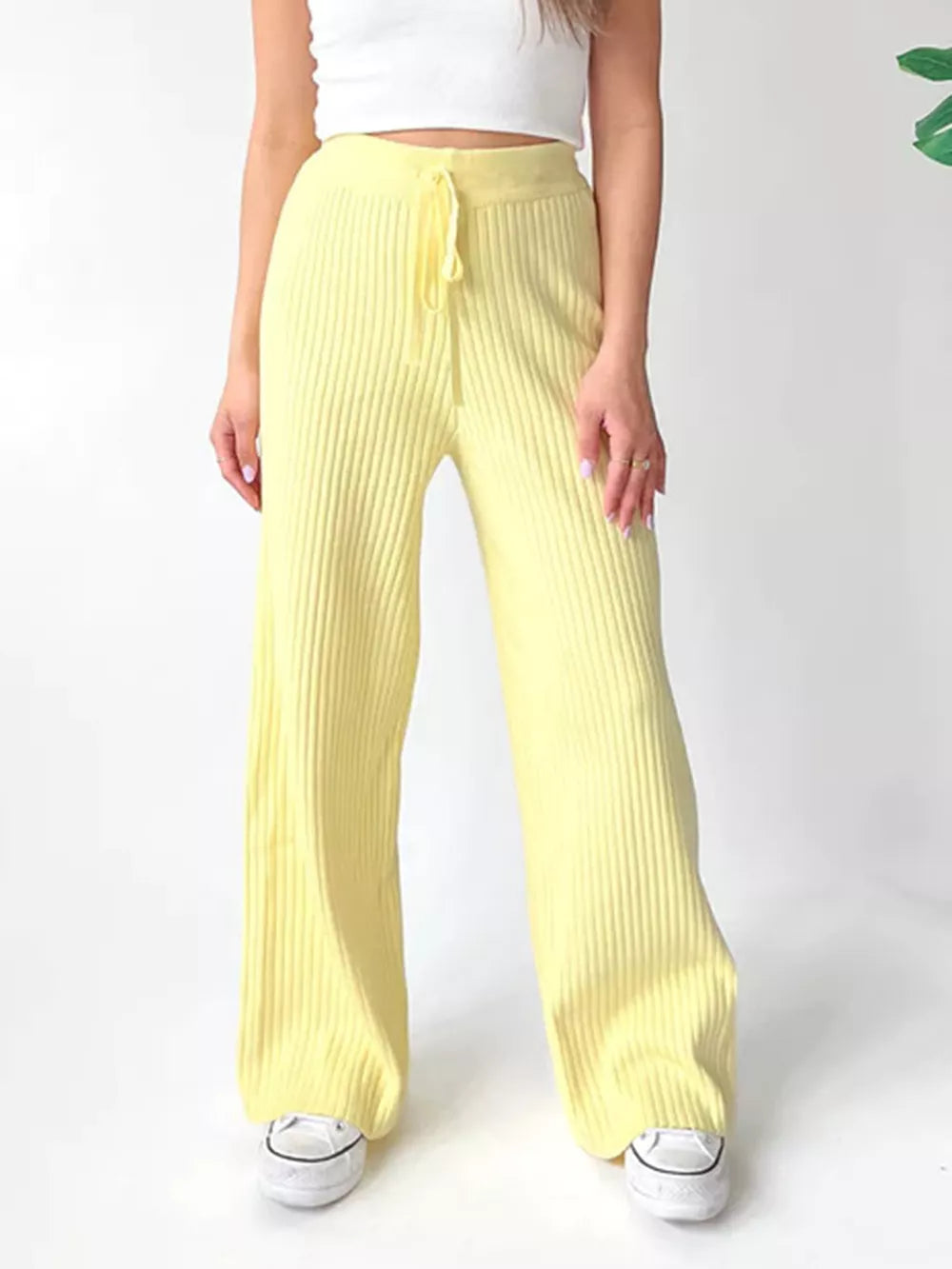 Ribbed Wide Leg Sweater Pants — view 15