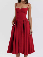 Sweetheart Neck Spaghetti Strap Midi Dress — view 1