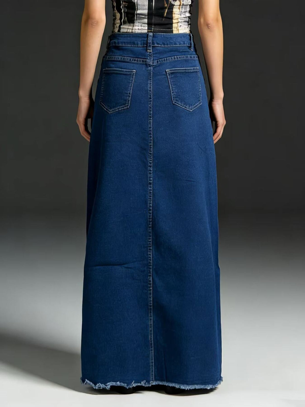 Raw Hem Maxi Denim Skirt - Effortless Style & Comfort — view 6