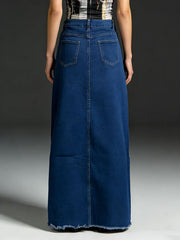 Raw Hem Maxi Denim Skirt - Effortless Style & Comfort — view 6