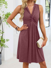 Sleeveless Twist Knot Front Casual Dress - Effortless Style & Comfort — view 19