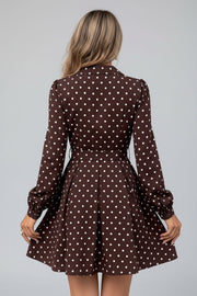 Polka Dot Long Sleeve Shirt Dress — view 6