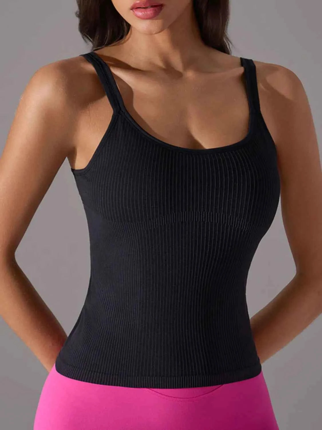 Scoop Neck Active Tank with Detachable Chest Pads — view 7