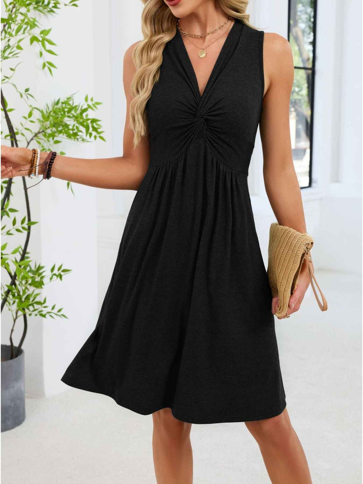 Sleeveless Twist Knot Front Casual Dress - Effortless Style & Comfort — view 25