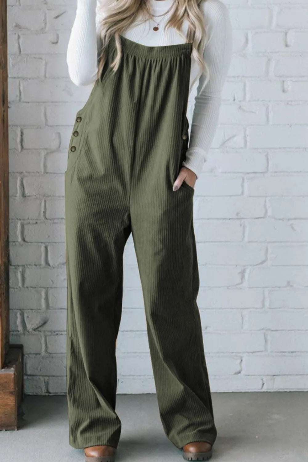 Square Neck Wide Strap Overalls — view 10