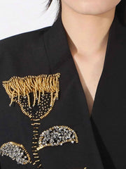 Flower Button Front Long Sleeve Blazer — view 5