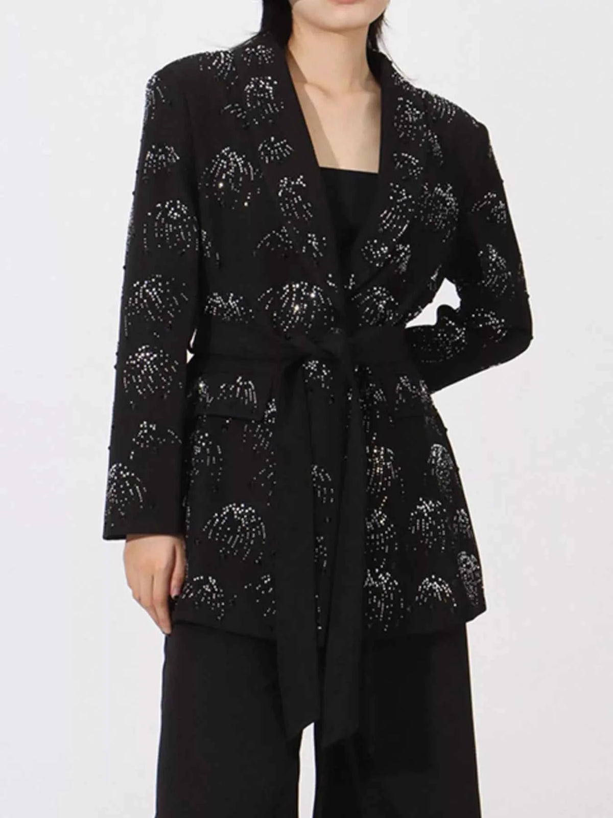 Rhinestone Button Down Long Sleeve Blazer — view 3