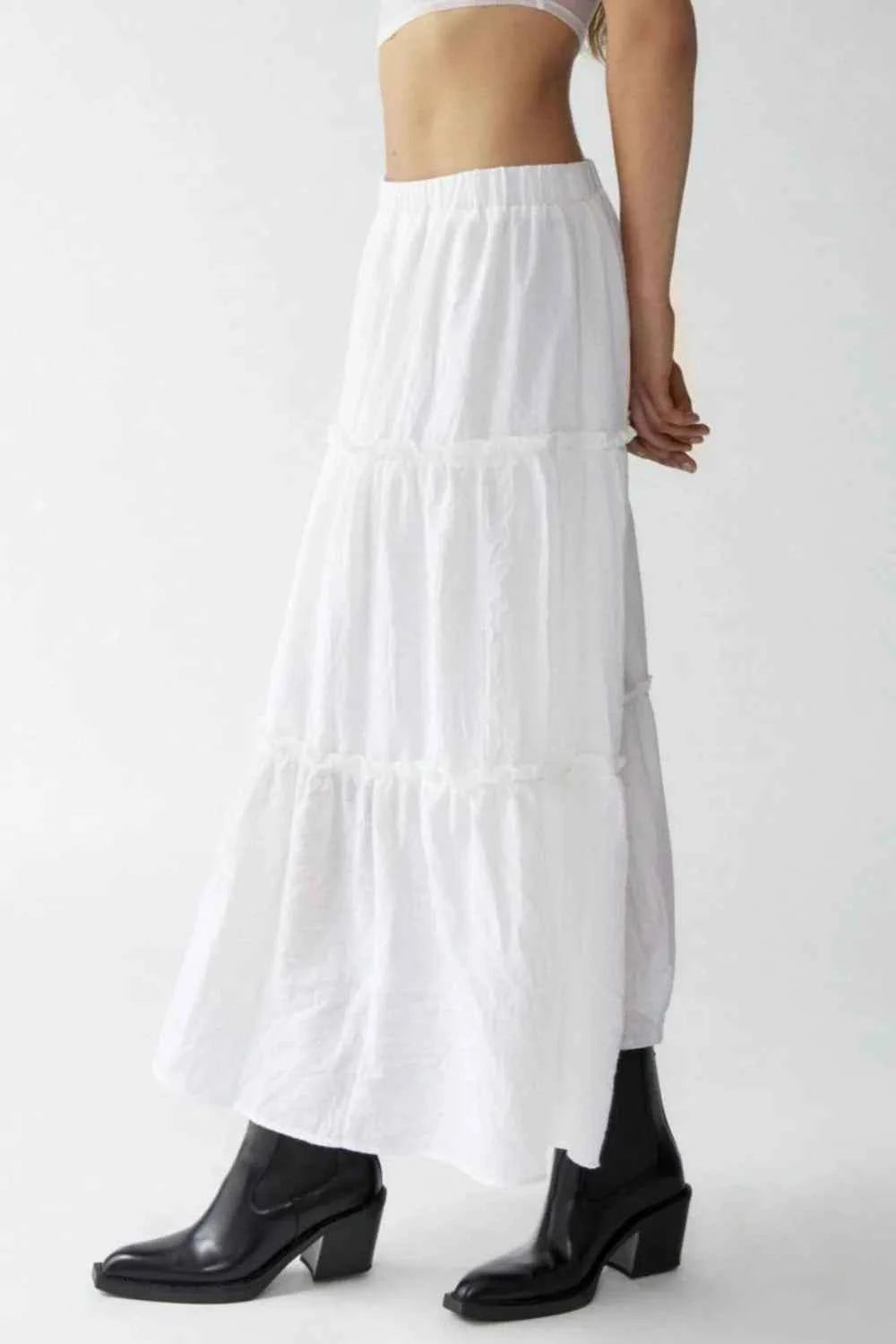 Chic Frill Elastic Waist Skirt for Effortless Style — view 3