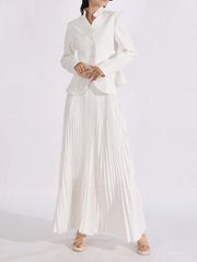 Button Up Long Sleeve Top and Pleated Skirt Set — view 9