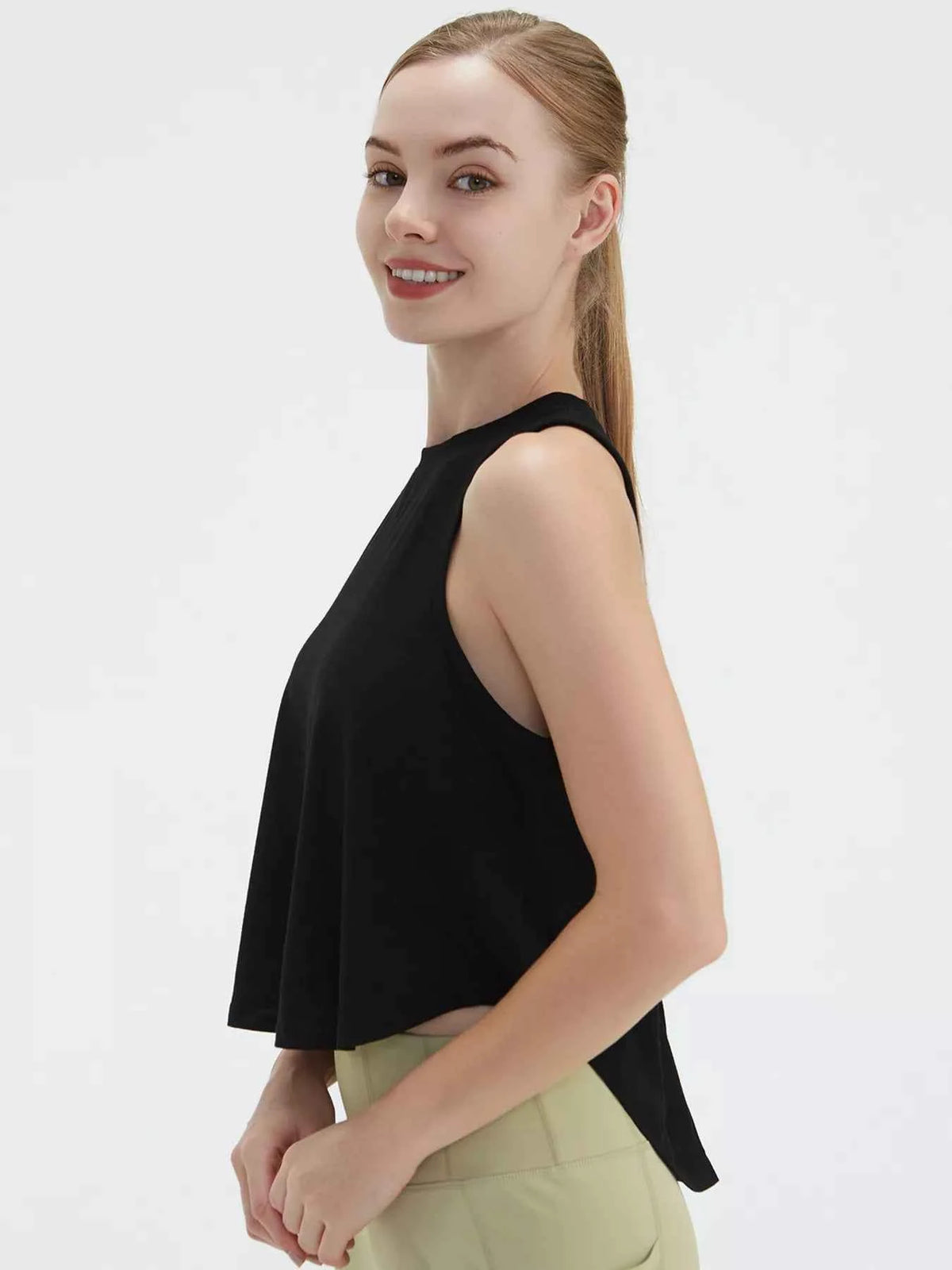 Cutout Back Round Neck Active Tank - Lightweight & Stylish Comfort — view 14