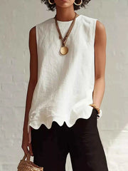 Scalloped Hem Sleeveless Tank Top - Effortless Style & Comfort — view 3