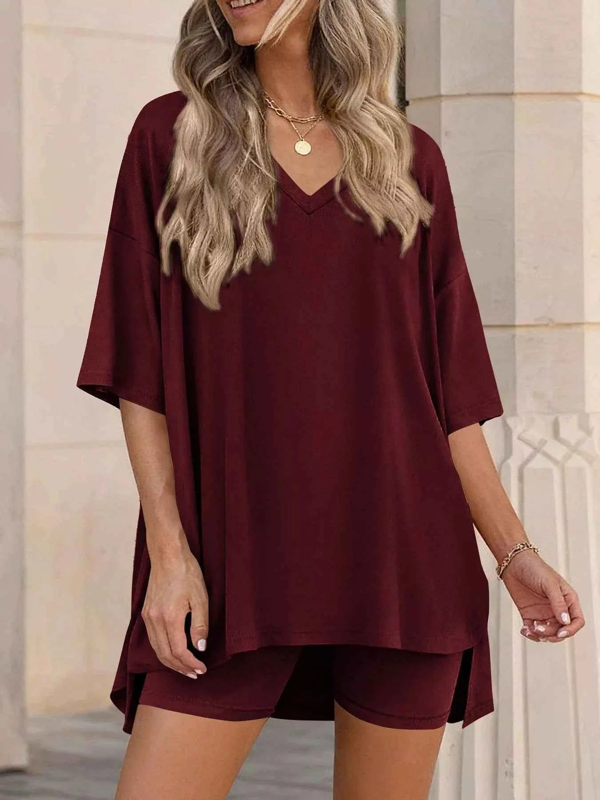 Casual Loose V-Neck T-Shirt & Shorts Set for Ultimate Comfort — view 11