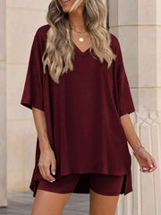 Casual Loose V-Neck T-Shirt & Shorts Set for Ultimate Comfort — view 11