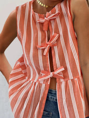 Tied Striped Round Neck Tank — view 12