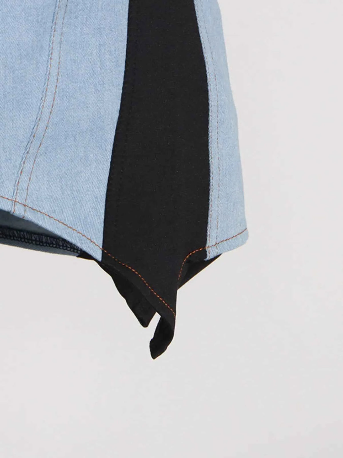 Contrast Adjustable Strap Denim Dress — view 3