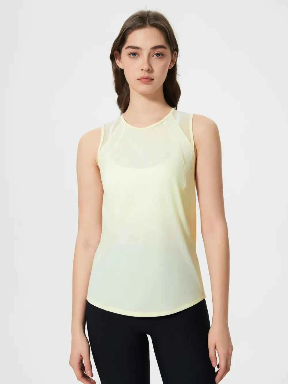 Cutout Back Round Neck Active Tank - Elevate Your Workout Wardrobe — view 32