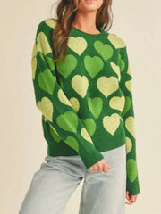 Heart Ribbed Hem Long Sleeve Sweater — view 7