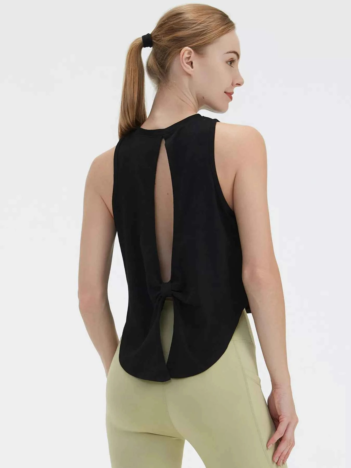 Cutout Back Round Neck Active Tank - Lightweight & Stylish Comfort — view 16