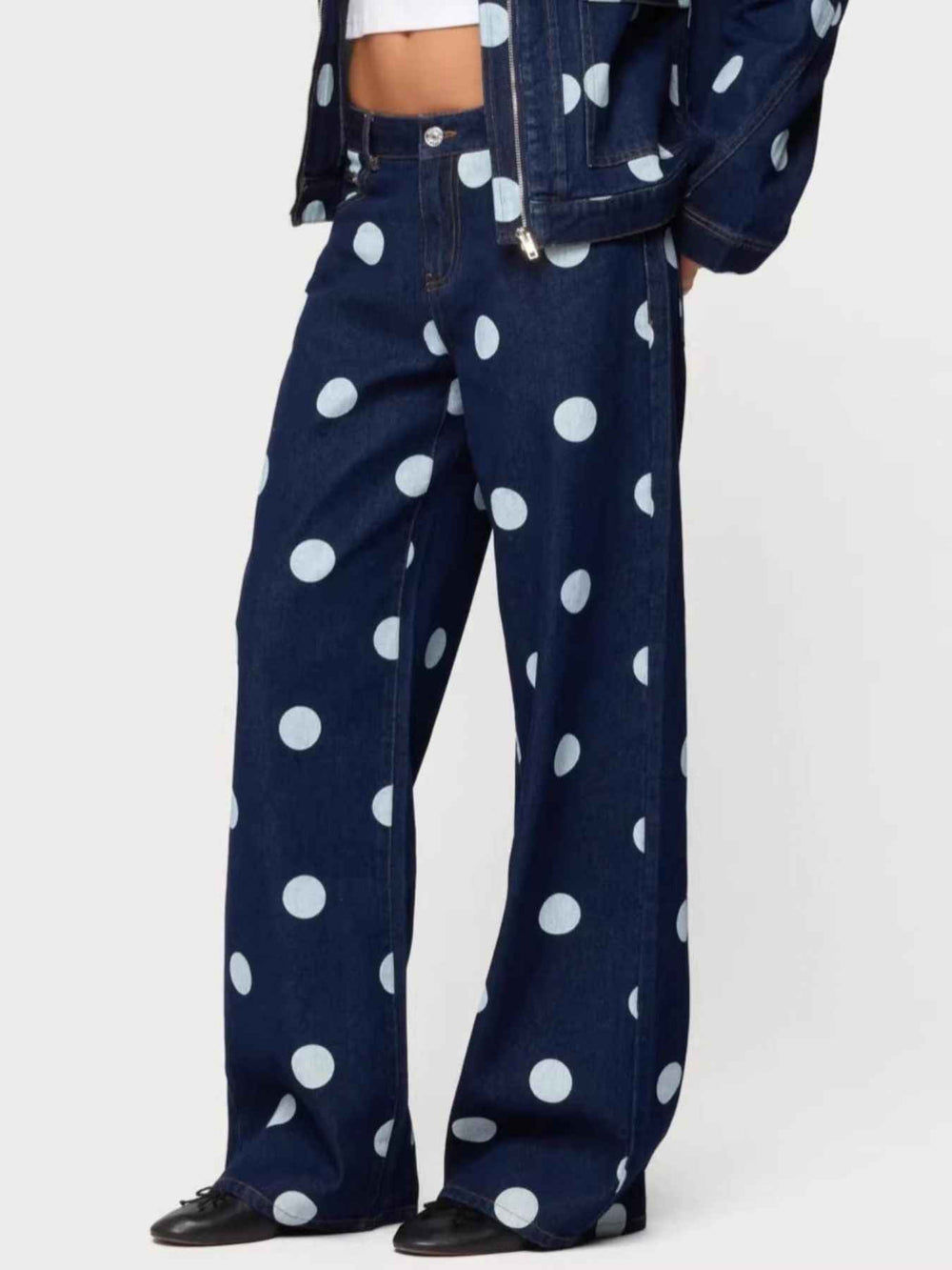 Polka Dot Wide Leg Jeans - Effortless Style for Every Occasion — alternate view