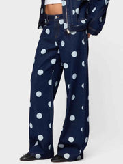 Polka Dot Wide Leg Jeans - Effortless Style for Every Occasion — view 2