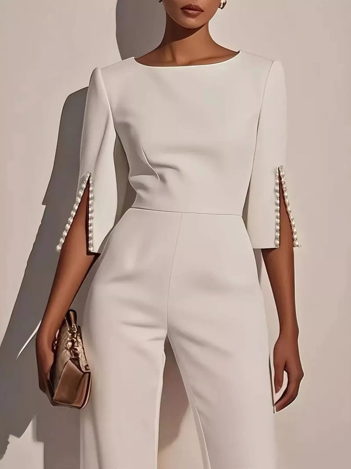 Wide-Leg Jumpsuit with Slit Sleeve — view 8