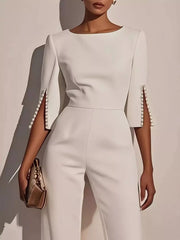 Wide-Leg Jumpsuit with Slit Sleeve — view 8