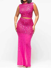 Rhinestone Sleeveless Top and Skirt Set — view 2