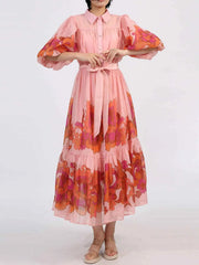 Button Front Puff Sleeve Dress — view 5