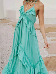 Chic Ruffled Halter Neck Maxi Dress for Effortless Style — view 29