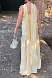 Adjustable Strap Maxi Cami Dress with Scarf — view 23