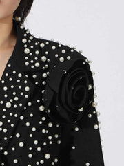 Pearl Embellished Double-Breasted Blazer — view 3