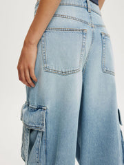 Vintage Wash Wide Leg Cargo Jeans - Timeless Style Meets Comfort — view 6