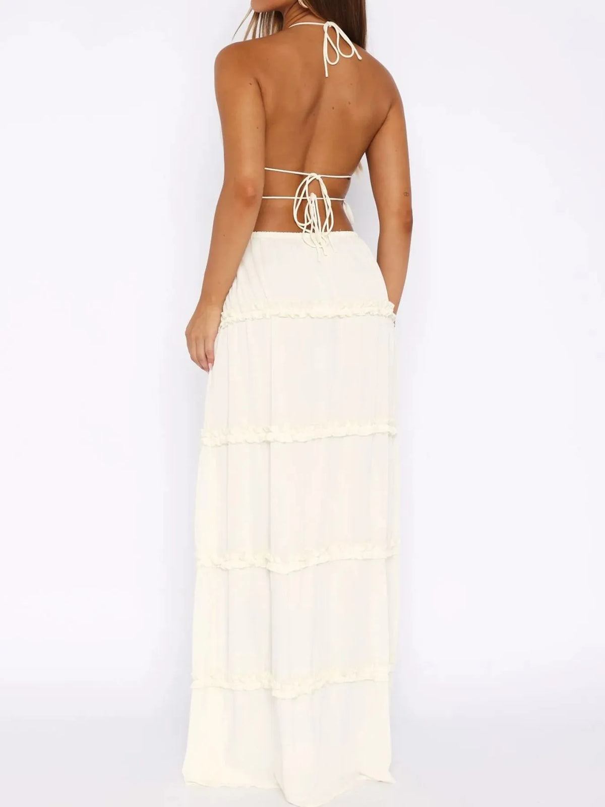 Halter Crop Backless Top and Maxi Skirt Set — view 6