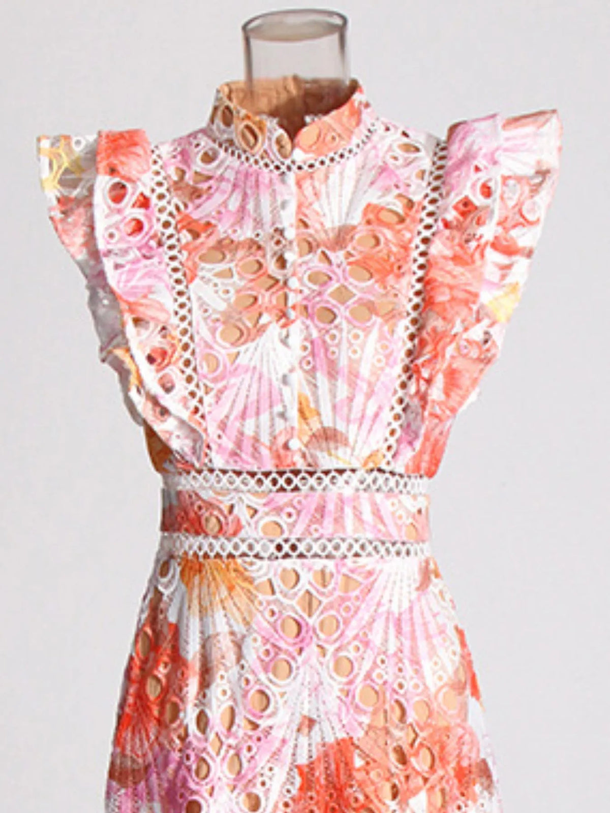Ruffled Hollow Out Tiered Midi Dress — view 11