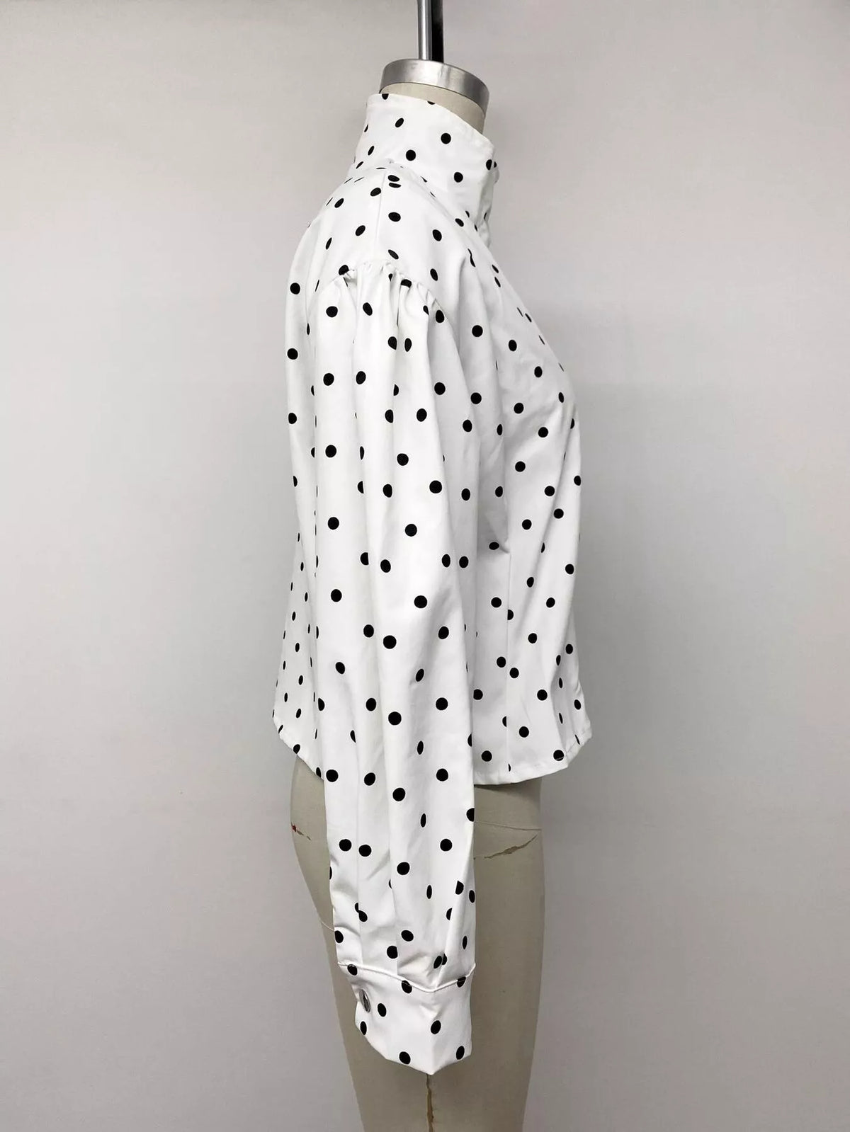 Polka Dot Zip Up Cropped Jacket — view 12