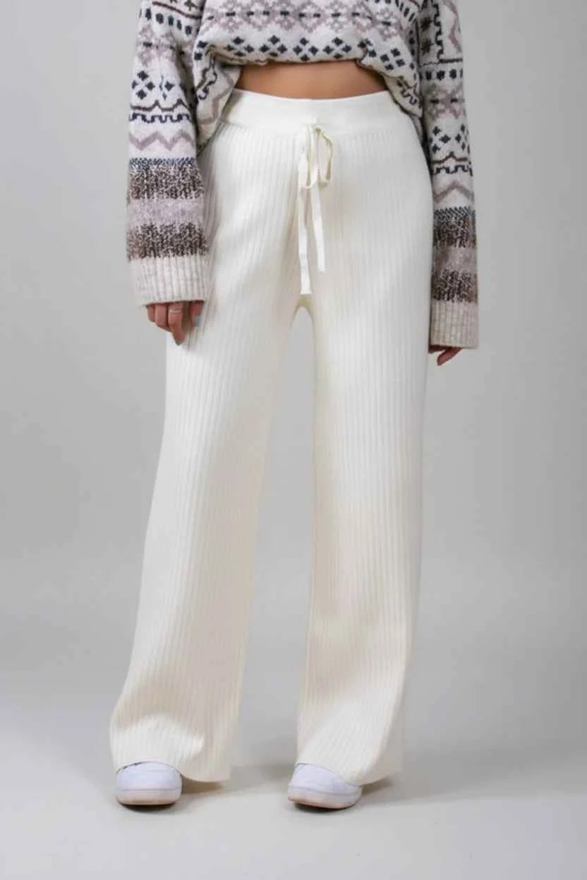 Ribbed Wide Leg Sweater Pants — view 1